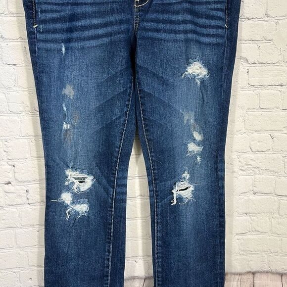 American Eagle Women’s Blue Skinny Jeans size 14 Stretch - Picture 2 of 11